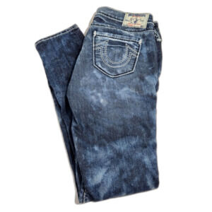 True Religion Joey Mega T Skinny Jeans | Women's Size 28 | Blue Acid Wash